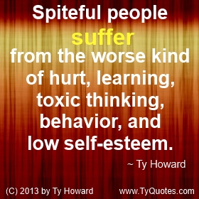 Spiteful people suffer from the worse kind or hurt, learning, toxic thinkin...